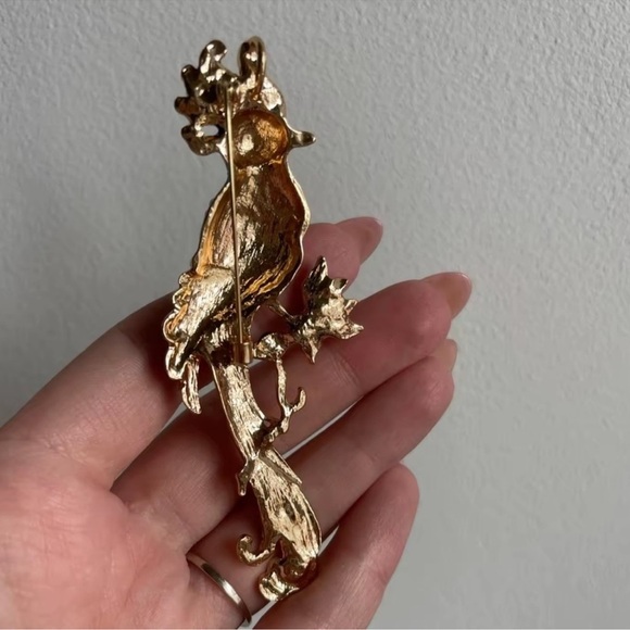 Colorful Bird Blue Gold Brooch - Picture 6 of 6